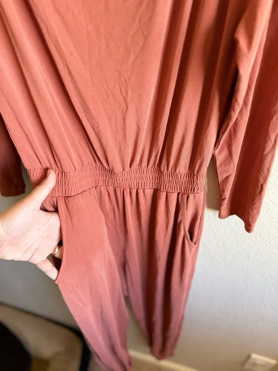 Anthropologie Saturday Sunday Dylan Cowl Neck Jumpsuit Loungewear Casual Rust - Picture 5 of 10
